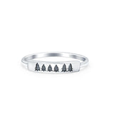 Christmas Trees Ring Oxidized Band Solid 925 Sterling Silver Thumb Ring (3mm)