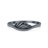 Wing Ring Oxidized Band Solid 925 Sterling Silver Thumb Ring (5mm)