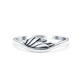 Wing Ring Oxidized Band Solid 925 Sterling Silver Thumb Ring (5mm)