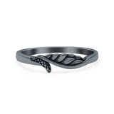 Wing Ring Oxidized Band Solid 925 Sterling Silver Thumb Ring (5mm)