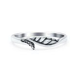 Wing Ring Oxidized Band Solid 925 Sterling Silver Thumb Ring (5mm)