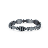 Fish Ring Oxidized Band Solid 925 Sterling Silver Thumb Ring (3mm)