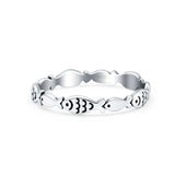 Fish Ring Oxidized Band Solid 925 Sterling Silver Thumb Ring (3mm)