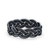 Bali Braid Ring Oxidized Band Solid 925 Sterling Silver Thumb Ring (6mm)