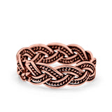 Bali Braid Ring Oxidized Band Solid 925 Sterling Silver Thumb Ring (6mm)