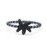 Starfish Band Oxidized Ring Solid 925 Sterling Silver Thumb Ring (8mm)