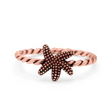 Starfish Band Oxidized Ring Solid 925 Sterling Silver Thumb Ring (8mm)