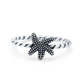 Starfish Band Oxidized Ring Solid 925 Sterling Silver Thumb Ring (8mm)