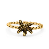 Starfish Band Oxidized Ring Solid 925 Sterling Silver Thumb Ring (8mm)