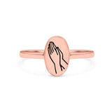 Praying Hands Ring Oxidized Band Solid 925 Sterling Silver Thumb Ring (9.5mm)