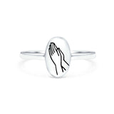 Praying Hands Ring Oxidized Band Solid 925 Sterling Silver Thumb Ring (9.5mm)