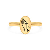 Praying Hands Ring Oxidized Band Solid 925 Sterling Silver Thumb Ring (9.5mm)