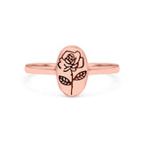 Rose Ring Oxidized Band Solid 925 Sterling Silver Thumb Ring (9.5mm)