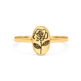 Rose Ring Oxidized Band Solid 925 Sterling Silver Thumb Ring (9.5mm)