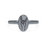 Rock & Roll Ring Oxidized Band Solid 925 Sterling Silver Thumb Ring (9.5mm)