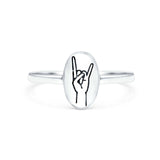Rock & Roll Ring Oxidized Band Solid 925 Sterling Silver Thumb Ring (9.5mm)
