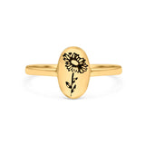 Flower Ring Oxidized Band Solid 925 Sterling Silver Thumb Ring (9.5mm)