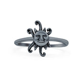 Sun Ring Oxidized Band Solid 925 Sterling Silver Thumb Ring (13mm)
