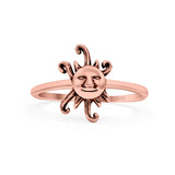 Sun Ring Oxidized Band Solid 925 Sterling Silver Thumb Ring (13mm)