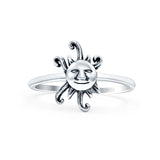 Sun Ring Oxidized Band Solid 925 Sterling Silver Thumb Ring (13mm)