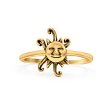 Sun Ring Oxidized Band Solid 925 Sterling Silver Thumb Ring (13mm)