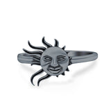 Sun Ring Oxidized Band Solid 925 Sterling Silver Thumb Ring (11mm)