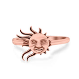 Sun Ring Oxidized Band Solid 925 Sterling Silver Thumb Ring (11mm)