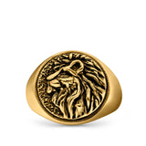 Lion Ring Oxidized Band Solid 925 Sterling Silver Thumb Ring (17mm)