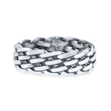 Braided Rounded Weave Knot Innovative Fashion Oxidized Band Solid 925 Sterling Silver Thumb Ring (6mm)