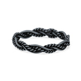 Iconic Braided Double Twisted Rope Engraved Fascinating Oxidized Ring Band Solid 925 Sterling Silver Thumb Ring (3.5mm)