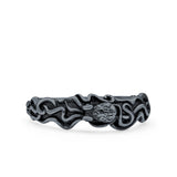 Octopus Ring Oxidized Band Solid 925 Sterling Silver Thumb Ring (6mm)