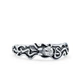 Octopus Ring Oxidized Band Solid 925 Sterling Silver Thumb Ring (6mm)