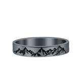 Mountain Ring Oxidized Band Solid 925 Sterling Silver Thumb Ring (3.5mm)