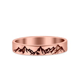 Mountain Ring Oxidized Band Solid 925 Sterling Silver Thumb Ring (3.5mm)
