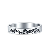 Mountain Ring Oxidized Band Solid 925 Sterling Silver Thumb Ring (3.5mm)