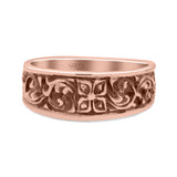 Engraved Floral Designer Trendy Oxidized Band Solid 925 Sterling Silver Thumb Ring (7mm)
