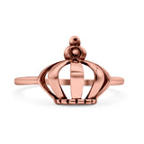 Royal Crown Ring Oxidized Band Solid 925 Sterling Silver Thumb Ring (11mm)
