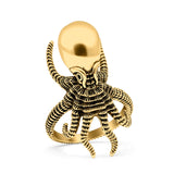 Octopus Ring Oxidized Band Solid 925 Sterling Silver Thumb Ring (30mm)