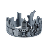 Filigree New York Skyline Popular Landmarks Oxidized Band Solid 925 Sterling Silver Thumb Ring (11.2mm)