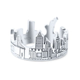 Filigree New York Skyline Popular Landmarks Oxidized Band Solid 925 Sterling Silver Thumb Ring (11.2mm)