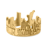 Filigree New York Skyline Popular Landmarks Oxidized Band Solid 925 Sterling Silver Thumb Ring (11.2mm)