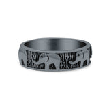 Elephant Filigree Animal Spinner Stylish Oxidized Band Thumb Ring (5.6mm)