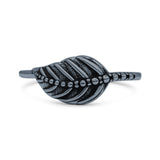 Feather Or Leaf Designer Dotted Oxidized Band Thumb Ring