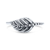 Feather Or Leaf Designer Dotted Oxidized Band Thumb Ring