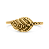Feather Or Leaf Designer Dotted Oxidized Band Thumb Ring