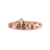 Iconic Art Design Mountains And Trees Oxidized Band Thumb Ring