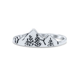 Iconic Art Design Mountains And Trees Oxidized Band Thumb Ring