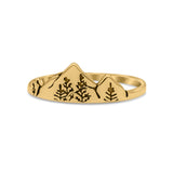 Iconic Art Design Mountains And Trees Oxidized Band Thumb Ring