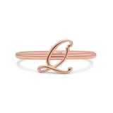 Initial Q Alphabet Letter Name Monogram Stackable Trendy Ring Band Solid 925 Sterling Silver Thumb Ring (8.6mm)
