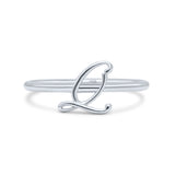 Initial Q Alphabet Letter Name Monogram Stackable Trendy Ring Band Solid 925 Sterling Silver Thumb Ring (8.6mm)